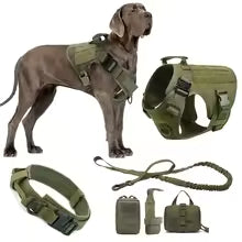 Tactical Dog Harness Leash Collar Molle Pouches for Medium Large Dogs Training Military Pet Vest Adjustable Service Dog Harness