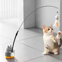 Rotating Cat Teaser Wand Steel Wire Cute Cat Toy With Bell Fish Interactive Bite Resistant Durable Self Amusing Pet Toy For Cats