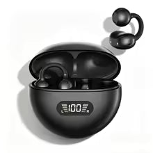Digital Display Ear Clip Headphones Wireless Bone Conduction Bluetooth 5.4 Earbuds Comfortable Waterproof Sport Headsets